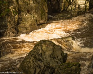 Fast flowing water on the river Conway